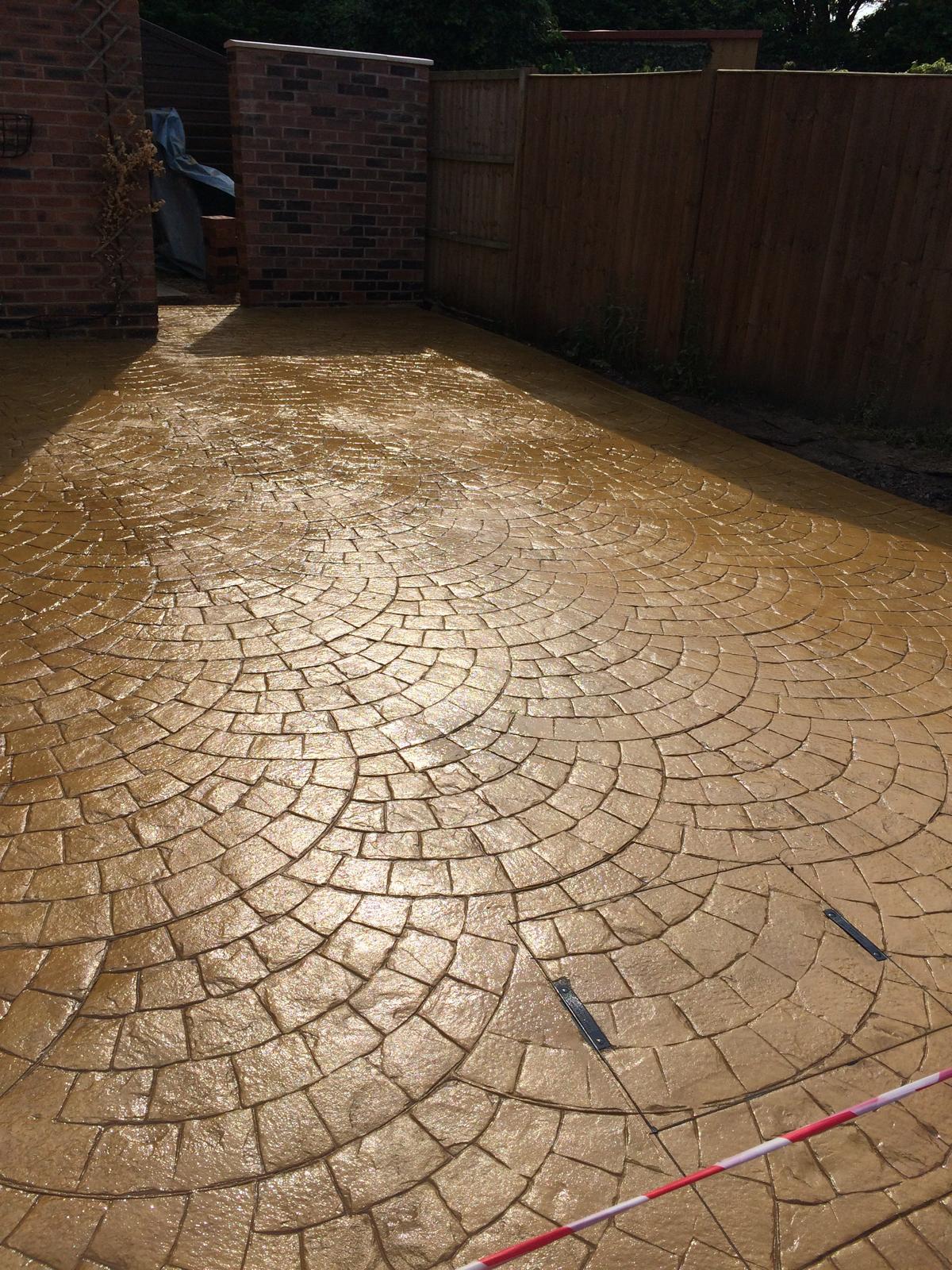 Circular pattern imprinted concrete design, premium sand finish, Warrington