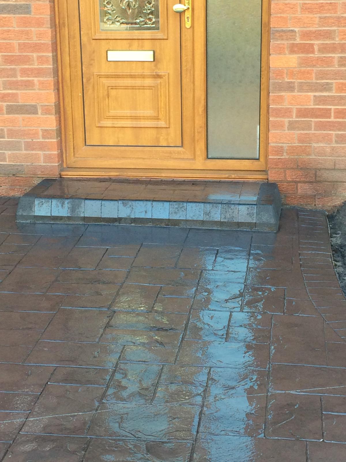 Imprinted concrete driveway with custom steps, Warrington, Cheshire