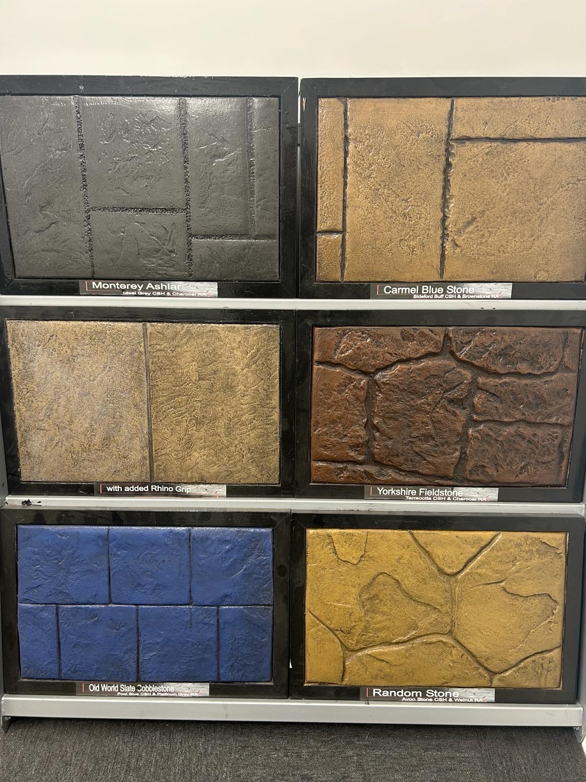 Imprinted concrete colour and pattern samples for driveways in Warrington